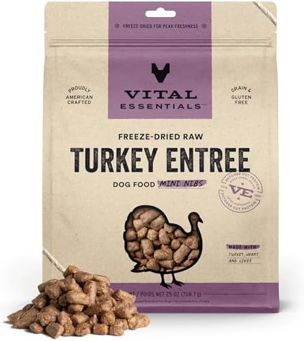 Vital Essentials® Freeze-Dried Raw Turkey Entree & Mixer Dog Food Crunchy Mini Nibs, 25 oz
