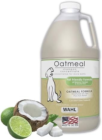Wahl USA Dry Skin & Itch Relief Pet Shampoo for Dogs – Oatmeal Formula with Coconut Lime Verbena - 64 Oz - Model 821004-050