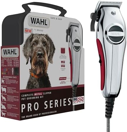 Wahl USA Pro Series All Metal Corded Dog Grooming Kit, an Ultra Quiet Dog Clipper with Metal Housing for Quieter and Cooler Operating - Model 3026335