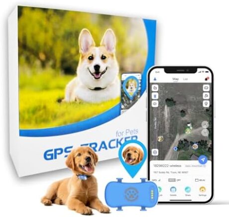 wanwanytech Dog GPS Tracker, Real-time Pet Location Tracker with Geo-Fence and Lighting Flash&Audible Alarm，Anti Lost No Distance Limited Dog GPS Collar Fit Most Pet Collars, Subscription Needed