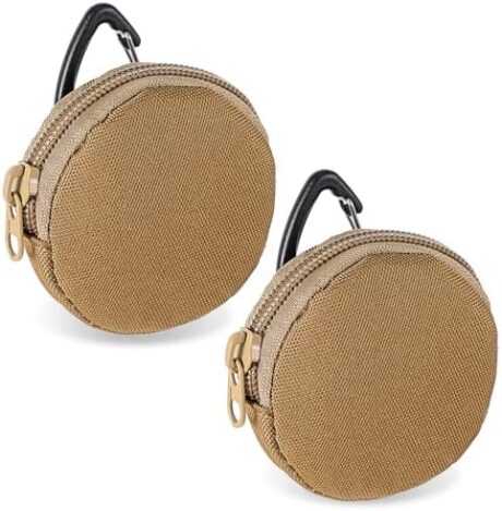 2 Pack Dog Treat Pouches, Small Portable Training Walking Treat Bag for Puppies with Clasp Reusable Pet Treat Container, Zipper Closure to Avoid Spilling, Travel or Outdoor Use(Khaki)