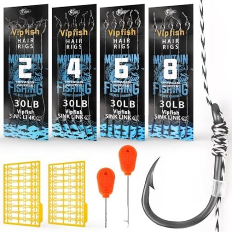 24 Pack Pre-Tied Carp Rigs with Sharp Hooks, Swivel & PE Line – Hook The Big One with Boilies, Pellets & Corn – The Ultimate Carp Fishing Equipment