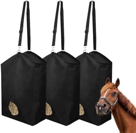3 Packs Horses Sheep Hay Feeder Nylon Hanging Goat Feeder Tote Bag Large Capacity Slow Feeder Hay Bag