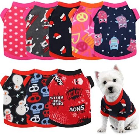 8 Pieces Dog Sweaters Chihuahua Clothes Outfits Warm Shirt Winter Puppy Clothes Colorful Thickening Pajamas for Pets Pup Cat, X-Small