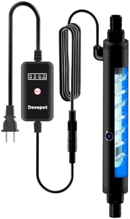 Aquarium U-V Light, Al-gae Clean Light for Fish Tank, Green Water Clean Light with Timer, Amphibian Aquarium U-V Lamp for in-Line and in-Tank Use, for 20-40 Gallons Fish Tanks(6W)