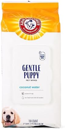 Arm & Hammer Dog Grooming Wipes - Natural Deodorizing Pet Wipe with Coconut - Travel Essential & Supplies for Dogs - Dog Whole Body & Face Cleaning - Odor Eliminator with Baking Soda Power - 100 Count