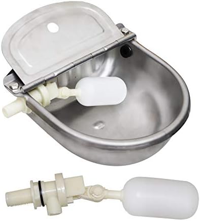 Automatic Cow Drinking Water Bowl Dispenser with 2 Float Ball valves,304 Stainless Steel Farm Animals Waterer for Horse Cattle Sheep Pet Dog Chickens(Without Drainage Hole)