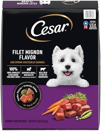 Cesar Small Breed Dry Dog Food Filet Mignon Flavor and Spring Vegetables Garnish, 12 lb. Bag
