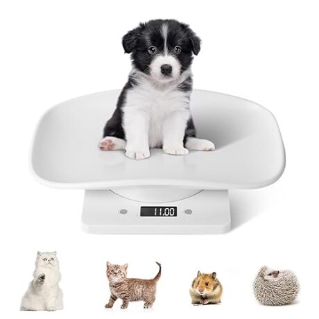 Digital Pet Scale, Small Animals Scales for Weighing, Puppy Whelping Scale, Digital Kitchen Scale, Puppy and Kitten Scale with Tray, Portable Dog Cat Scale for Hamster Rabbit Hedgehog(Max. 22 lbs)