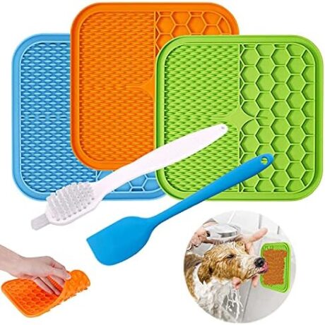 Dog Licking Mat, 3 Pcs Large Licking Mat for Dogs with Suction for Anxiety, Peanut Butter Dog Licking Mat Slow Feeder Dispensing Treater Lick Pad for Dogs Cats Grooming Bathing and Training