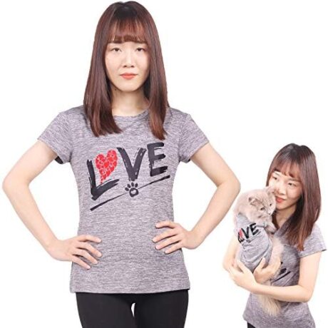 Dog Shirts Love Puppy Shirt Mommy Dad/Pets Clothes, Sleeveless Vest T-Shirt Doggy Clothing Crewneck Womens Sweatshirt, Apparel for Dogs Cats Mom Sport Outfits (Small, Grey-Women)