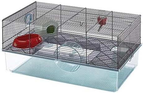 Ferplast Favola Hamster Cage Includes Free Water Bottle, Exercise Wheel, Food Dish & Hamster Hide-Out Large Hamster Cage Measures 23.6L x 14.4W x 11.8H-Inches