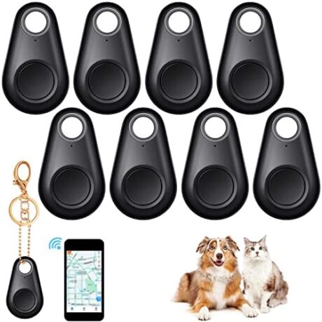 Flutesan 8 Pack Key Finder Locator Anti Lost GPS Tracker Wireless Anti Lost Alarm Sensor Device Finder Mini Pet GPS Tracker for Locating Phone Key Wallet Luggage Item Finder (Black)