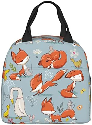 Fox Lunch Box - Insulated Lunch Bags for Women/Men Farm Birds Design Reusable Lunch Tote Bags, Perfect for Office/Camping/Hiking/Picnic/Beach/Travel