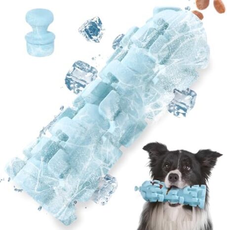 Freezable Dog Toy with 8 - Hour Cooling - Durable Chew Proof Puzzle Feeder for Large Dogs, Portable Outdoor Camping Accessories