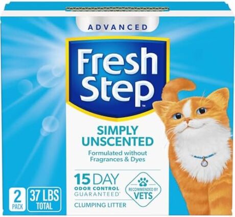 Fresh Step Advanced Simply Unscented Clumping Litter, Fresh Step Unscented Cat Litter Fights Odor on Contact, 37 lbs. (2 x 18.5 lb. Box)