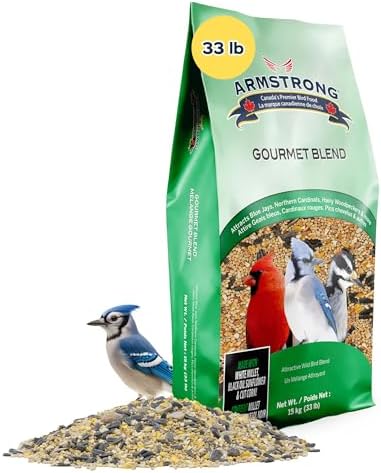 Gourmet Blend, 33 Pounds - with White & Red Millet, Cut Corn, Wheat, Black Oil Sunflower, Striped Sunflower, Peanuts & Safflower for Blue Jays and Northern Cardinals