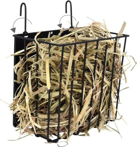 Guinea Pig Rabbit Hay Feeder, Rabbit Feeder with Heavy-Duty Metal Frame Hay Holder for Bunny, Chinchillas, Guinea Pigs - 6.9x4.7x6.6 inch