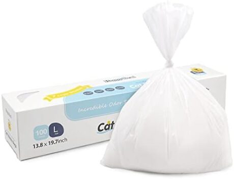 Happy Seal Cat Litter Bag, Unscented Doggie Poop Bags、, Odor Sealing Dog Waste Disposal Bags for Doggy Kitty Puppy Pets, White, L (100 Count)