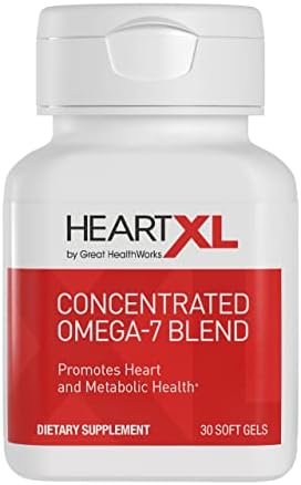HeartXL High Potency Omega-7 Blend Cardiovascular Health Support - Promotes Healthy Metabolism - Gluten-Free Heart Health Supplement - 30 Soft Gels