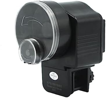 KEKETOPET Automatic Fish Feeder for Aquarium, Small Auto Fish Feeder Dispenser for Mini Tank and Pond, Suitable for Flakes and Pellets, Battery Operated, Battery NOT Included - Black