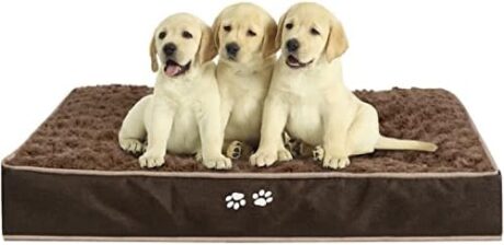 KROSER Dog Bed Thick Pet Crate Bed Mattress Super Soft with Waterproof Inner Lining Washable Reversible Cover (Cool& Warm), Sleeping Mat for Dogs/Cats