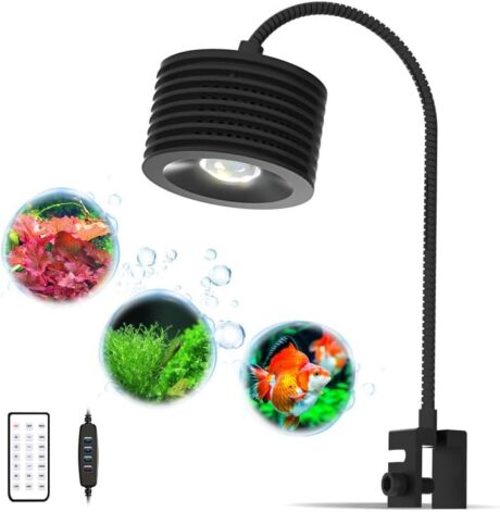 Lominie LED Aquarium Light, Planted Tank Light 4 Channels Remote Control 6500K Aquarium LED Lamp for Freshwater Fish Tank Refugium with Gooseneck (A20 18W Freshwater)