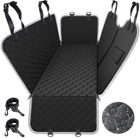 Mancro Dog Car Seat Cover for Back Seat, Waterproof Car Seat Protector for Dogs with Side Flaps, Scratchproof Car Seat Cover, Dog Hammock with Nonslip Bottom for SUVs, Standard(54 W x 55 L)