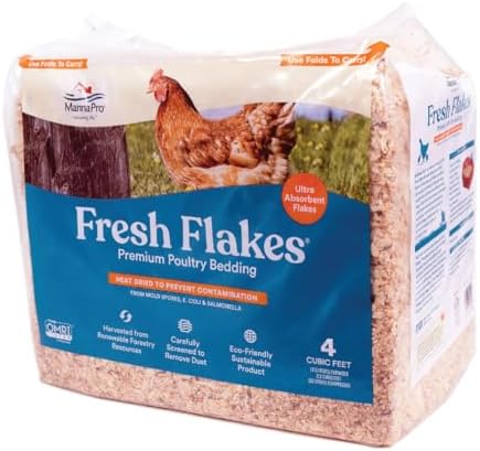 Manna Pro Fresh Flakes | Chicken Coop Bedding | Pine Shavings for Chicken Bedding | 4 Cubic Feet