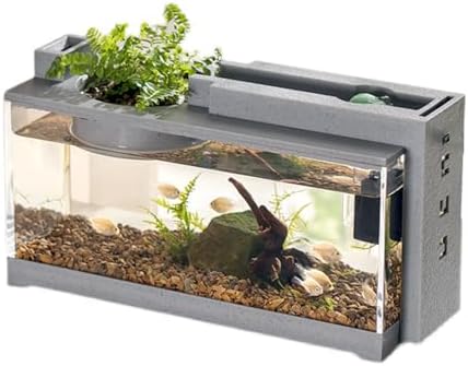 Mini Aquarium, 1.4 Gallon (5.4 Liter) Acrylic Aquarium, Small Fish Tank with Filter and LED Light, Office Desktop Fish Tank, Peacock Fish Tank, Fighting Fish Tank