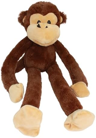 Multipet Swingin' Safari Monkey Dog Plush Toy - Squeaky Dog Toy for All Dogs - Extra Soft Plush Dog Toy - Stuffed Animal Dog Toy for Cuddling & Playing - Cute Dog Pet Toy (27”, Brown, 5 Squeakers)