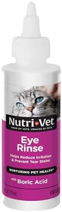 Nutri-Vet Eye Rinse for Cats - Gentle Formula Removes Debris - Helps Reduce Irritation and Prevent Tear Stains - 4oz