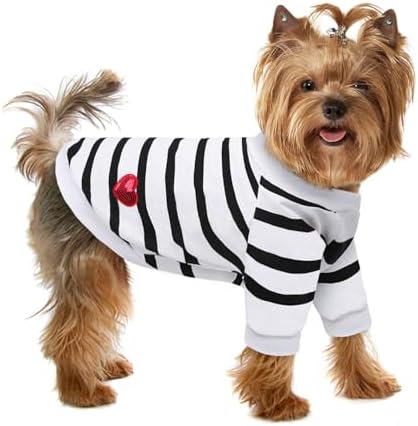 Pet Dog Striped T-Shirt Dogs Cats Cotton Vest Spring Summer Pet Apparel Tee Shirt Suitable for Small and Medium Large Pets French Bulldog Bichon