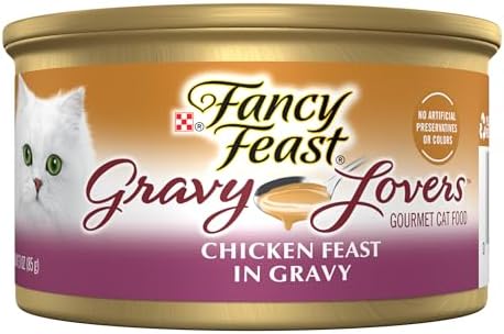 Purina Fancy Feast Gravy Wet Cat Food, Gravy Lovers Chicken Feast in Grilled Chicken Flavor Gravy - (24) 3 oz. Cans