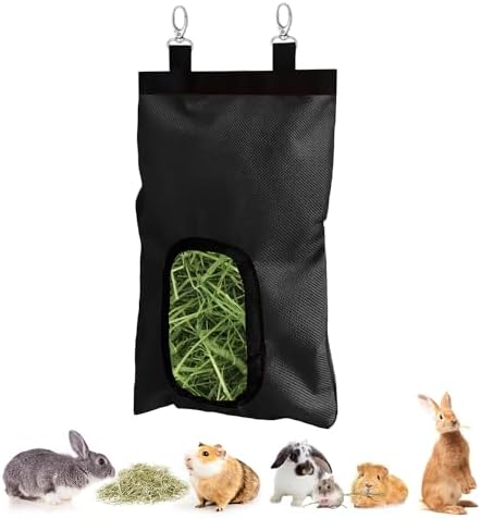 Small Animal Hay Feeder, Hanging Rabbit Hay Feeder Bag for Rabbit Bunny Chinchilla Hamsters Rats and Other Small Pets