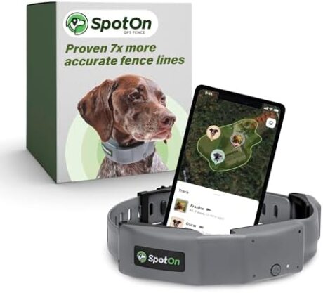 SpotOn GPS Fence, Wireless Dog Fence Collar, Waterproof, Reliable 128 Satellite Network GPS Tracker, for All Terrain Medium/AT&T