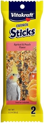 Vitakraft Crunch Sticks Cockatiel Treat - Apricot and Peach - Pet Bird Treat Toy, 3.5 oz