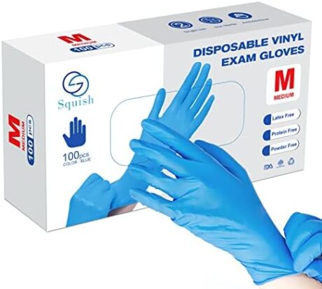 squish Disposable Gloves - Latex Free, Vinyl Exam Gloves, Powder Free for Kitchen, Cooking, Cleaning, and Food Prep