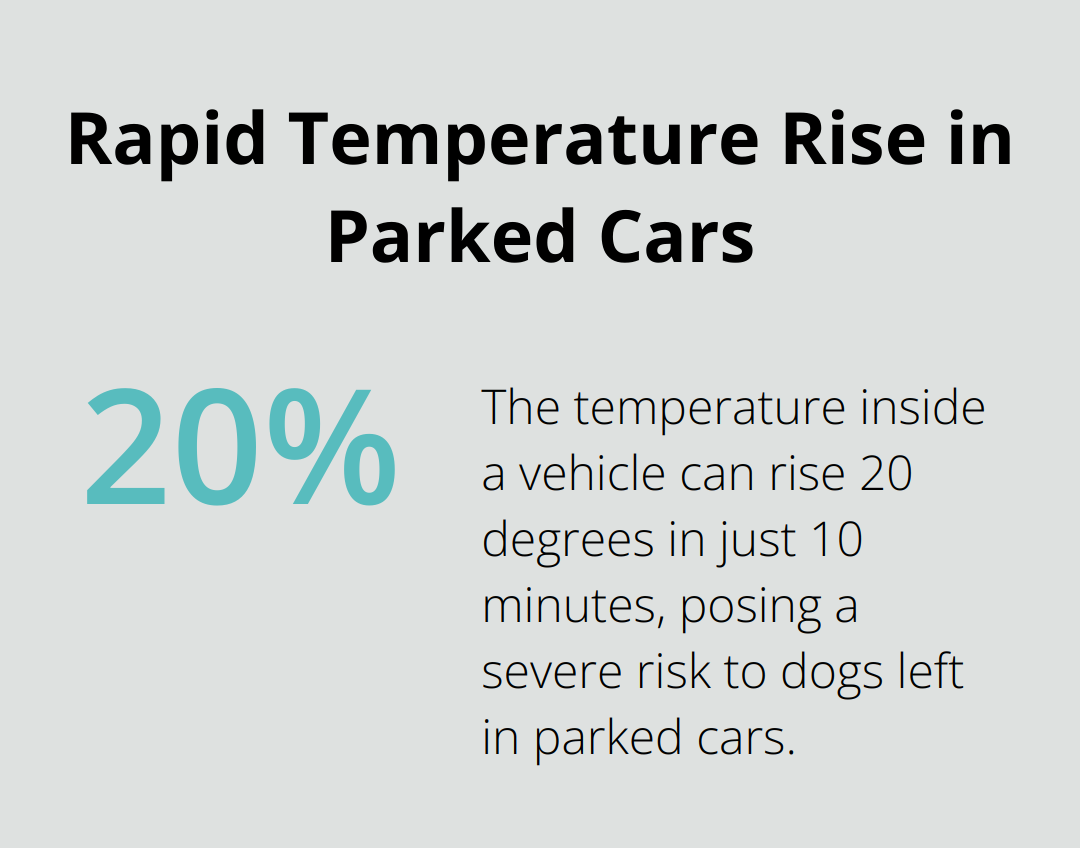 A percentage chart showing the temperature increase in a parked car over 10 minutes. - summer dog safety tips