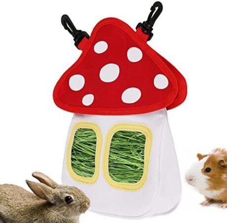 Bunny Hay Feeder, Hanging Rabbit Hay Feeder Bag for Bunnies Guinea Pigs Chinchillas Hamster