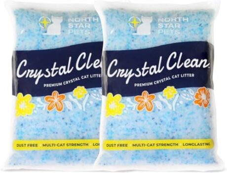 Crystal Clean Premium Fresh Scent Crystal Cat Litter with Odor Control (5X Faster), Best Lightweight, Non Clumping Kitty Litter to Absorb Urine, Dries Solid Waste (2X4.3 Lb Bags)