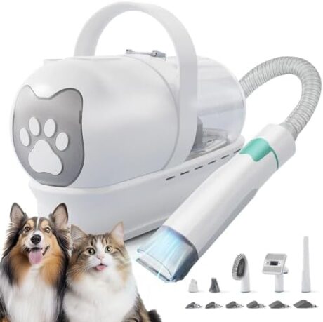 Dog Grooming Kit, Pet Grooming Vacuum with Pet Clipper Nail Grinder(Gray)