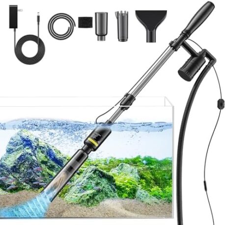 Fish Tank Cleaner - Aquarium Gravel Cleaner, 530GPH/32W Electric Fish Tank Cleaning Tools, Adjustable Water Flow Aquarium Cleaner Kit, Turtle Tank Gravel Cleaner Vacuum for Wash Sand, Water Changing