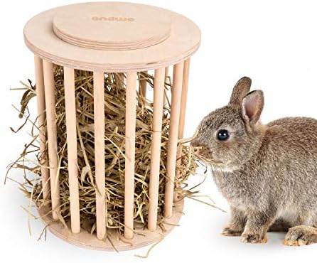 Hay Feeder Less Wasted Wooden Food Feeding Rack for Rabbit Guinea Pig Chinchilla - Standing Pet-self Feeding Hay Manage