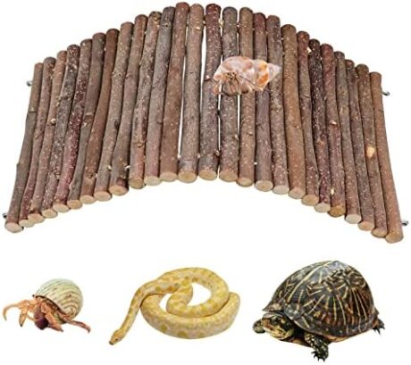 Hermit Crab Climbing Toys, Wooden Hermit Crab Hideout, Reptile Tank Habitat Decor, Bendable Ladder Bridge Tunnel Toys for Lizard Chameleon Hamster Rats Chinchilla Guinea Pig Rabbit Bearded Dragon