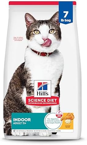 Hill's Science Diet Indoor, Senior Adult 11+, Easy Litter Box Cleanup, Dry Cat Food, Chicken Recipe, 7 lb Bag