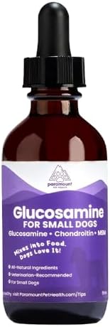 Liquid Glucosamine for Small Dogs, 260mg Glucosamine Liquid for Dogs Joint Supplement for Mobility & Comfort, Easy-to-Use Liquid MSM & Chondroitin, 2 oz
