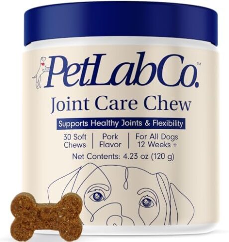 PetLab Co. Joint Care Chews for Dogs - High Levels of Glucosamine, Green Lipped Mussels, Omega 3 and Turmeric - Hip and Joint Supplement for Dogs to Actively Support Mobility