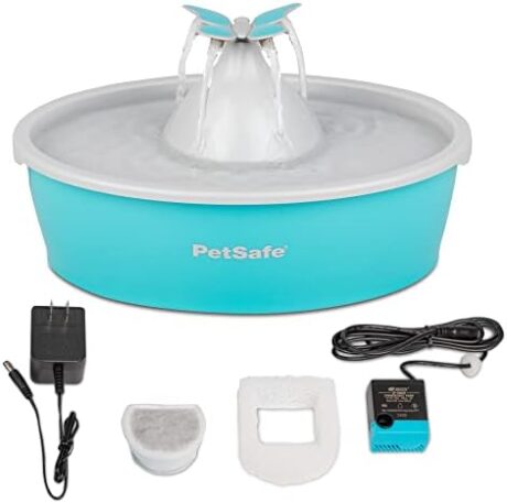 PetSafe Butterfly Cat Water Fountain with Pump & Filters - Cute Water Dispenser with 50 oz Capacity - Pump & Filters Keep Water Clean & Fresh - Filter Contains 2X More Carbon Than Other Brands