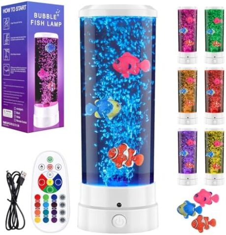 Sensory Fish Lamp with 16 RGB Colors, Silent Operation, Soft Lighting, and Remote Control. A Creative Gift for Children, Classmates, Friends, Lover, and Family